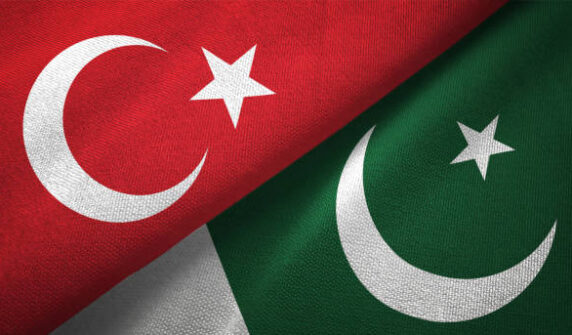 Pakistan and Turkey flag together realtions textile cloth fabric texture